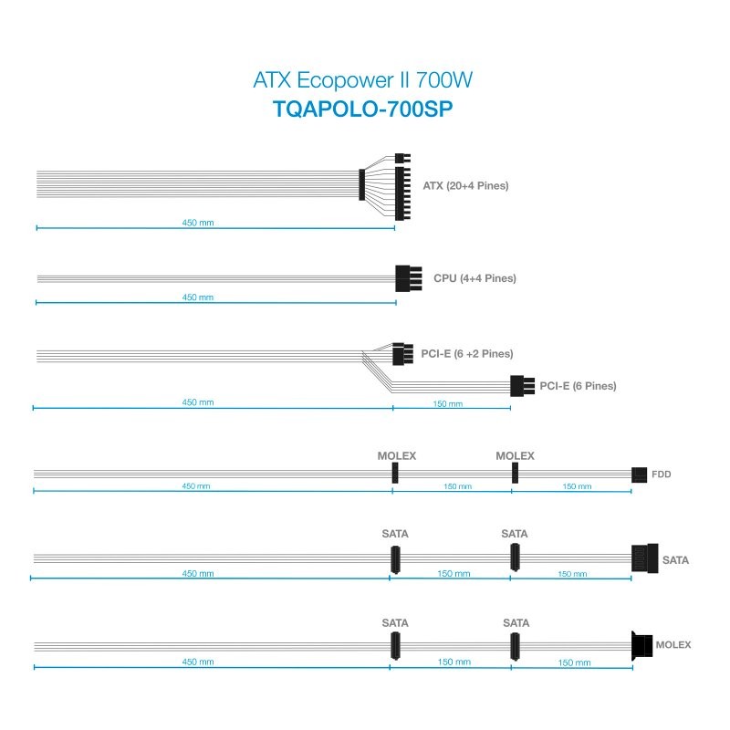 Tooq fuente alimentación tqapolo-700sp 700w
