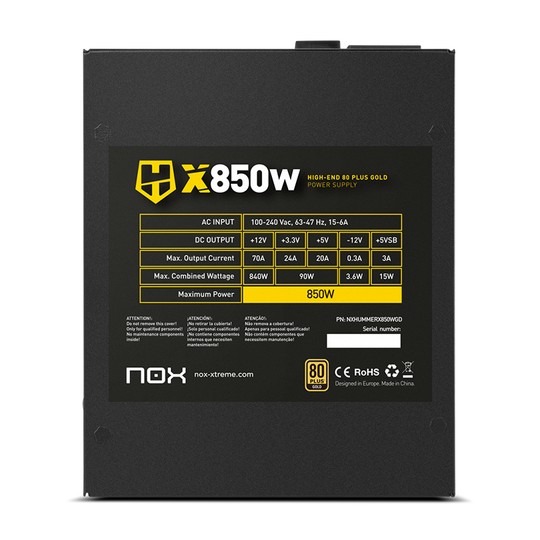 FUENTE DE ALIMENTACION ATX 850W NOX HUMMER X