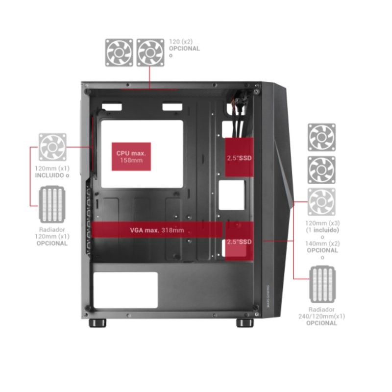 Mars gaming caja atx mc777w white