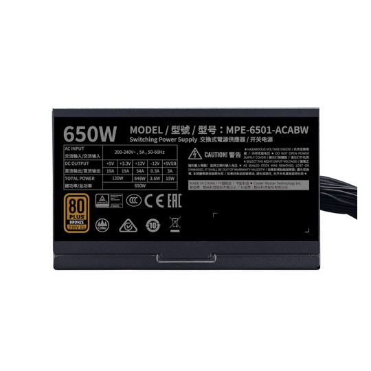 FUENTE DE ALIMENTACION ATX 650W COOLERMASTER MWE BRONZE V2