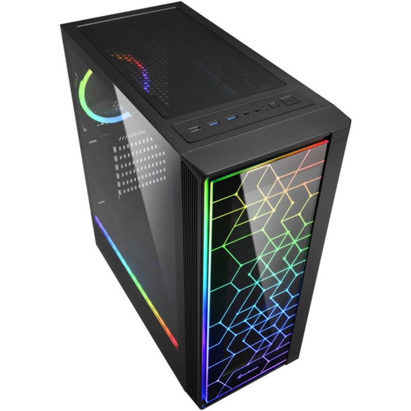 Caja sharkoon lit 100 atx 2xusb3.0 rgb sin fuente negro