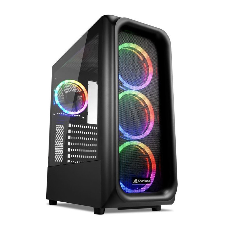 Caja ordenador gaming sharkoon tk5m atx 2 x usb 3.2 1 x usb tipo c 4 x 120mm rgb negro