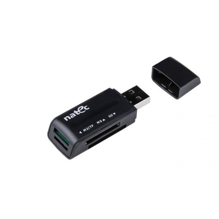 Lector de tarjetas natec mini ant 3 sdhc mmc m2 microsd usb 2.0 negro