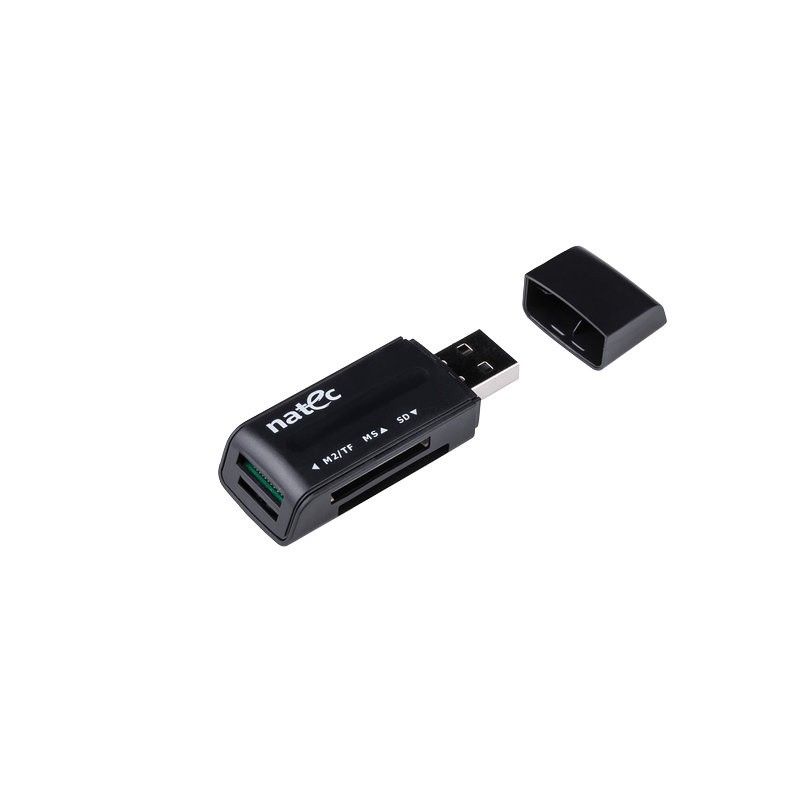 Lector de tarjetas natec mini ant 3 sdhc mmc m2 microsd usb 2.0 negro