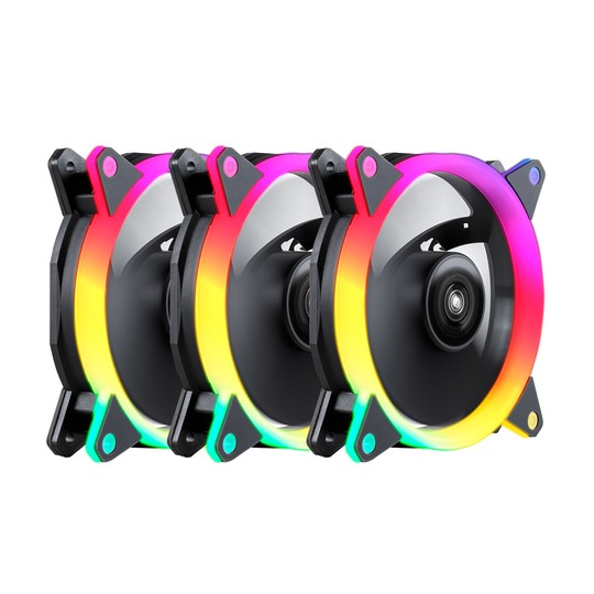 KIT 3XVENTILADORES UNYKACH RING LED ARGB 120MM  51801