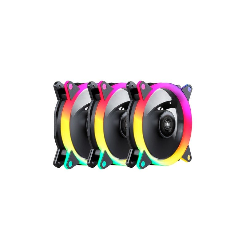 KIT 3XVENTILADORES UNYKACH RING LED ARGB 120MM  51801