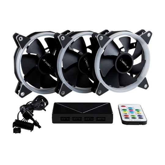 KIT 3XVENTILADORES UNYKACH RING LED ARGB 120MM  51801