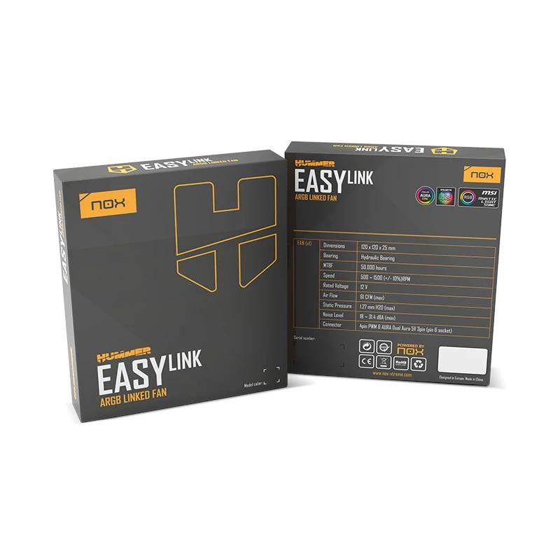 Nox ventilador hummer easylink  argb negro único
