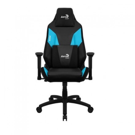 SILLA GAMER AEROCOOL ADMIRAL DISEÑO GAMING PROFESIONAL NEGRA CON DETALLES EN AZUL SISTEMA AIR REPOSABRAZOS 2D COJIN LUMBAR RESPA