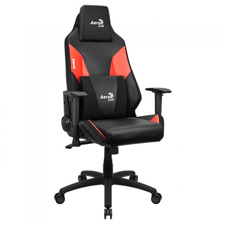 SILLA GAMER AEROCOOL ADMIRAL DISEÑO GAMING PROFESIONAL NEGRA CON DETALLES EN ROJO SISTEMA AIR REPOSABRAZOS 2D COJIN LUMBAR RESPA