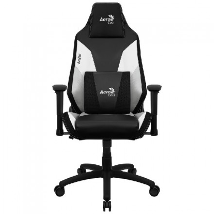 SILLA GAMER AEROCOOL ADMIRAL DISEÑO GAMING PROFESIONAL NEGRA CON DETALLES EN BLANCO SISTEMA AIR REPOSABRAZOS 2D COJIN LUMBAR RES