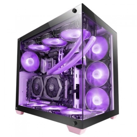 CAJA E-ATX TORRE GAMING MARS GAMING MCV4 PINK XXL PREMIUM CUSTOM DOBLE VENTANA DE CRISTAL TEMPLADO CONTINUO SIN FUENTE DE ALIMEN