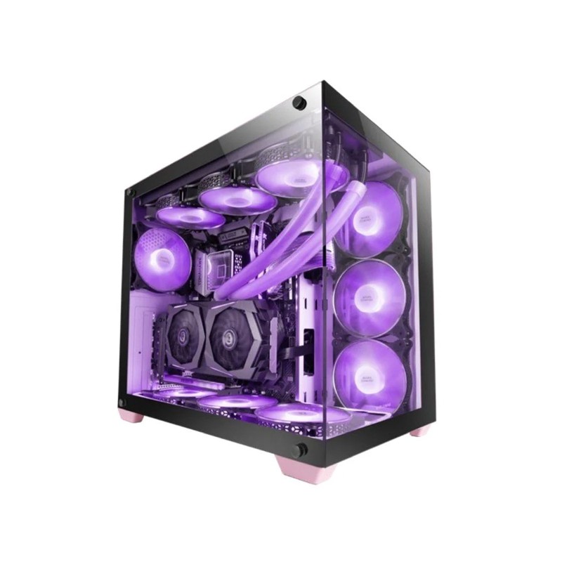 CAJA E-ATX TORRE GAMING MARS GAMING MCV4 PINK XXL PREMIUM CUSTOM DOBLE VENTANA DE CRISTAL TEMPLADO CONTINUO SIN FUENTE DE ALIMEN