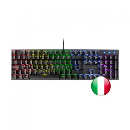 TECLADO MECANICO EN ITALIANO MARS GAMING MK422 BLACK SWITCH AZUL PR DE 100Hz ANTI-GHOSTING AVANZADO ILUMINACION RGB