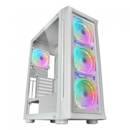 CAJA E-ATX TORRE GAMING MARS GAMING MC-NEO WHITE PREMIUM 4 VENTILADORES ARGB FRONTAL Y LATERAL DE CRISTAL TEMPLADO SIN FUENTE DE