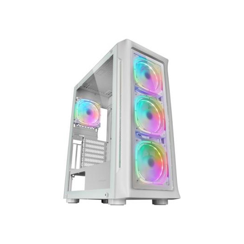 CAJA E-ATX TORRE GAMING MARS GAMING MC-NEO WHITE PREMIUM 4 VENTILADORES ARGB FRONTAL Y LATERAL DE CRISTAL TEMPLADO SIN FUENTE DE