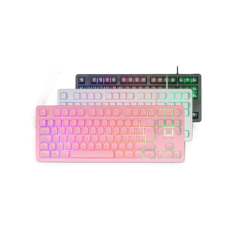 TECLADO H-MECH GAMING MARS GAMING MK023 COLOR ROSA TAMAÑO COMPACTO TKL ILUMINACION RGB