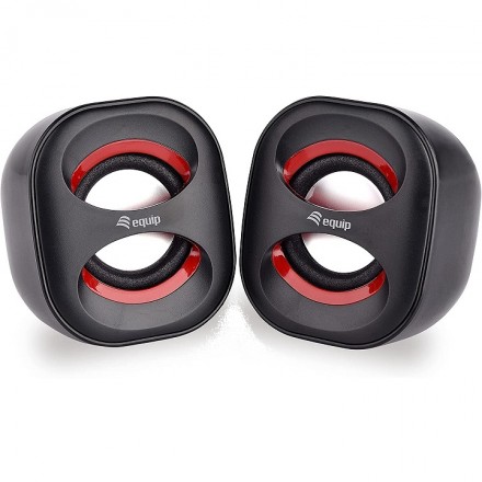 ALTAVOCES 2.0 EQUIP LIFE MINI 6W RMS COLOR NEGRO Y ROJO JACK 3.5 ALIMETANCION USB
