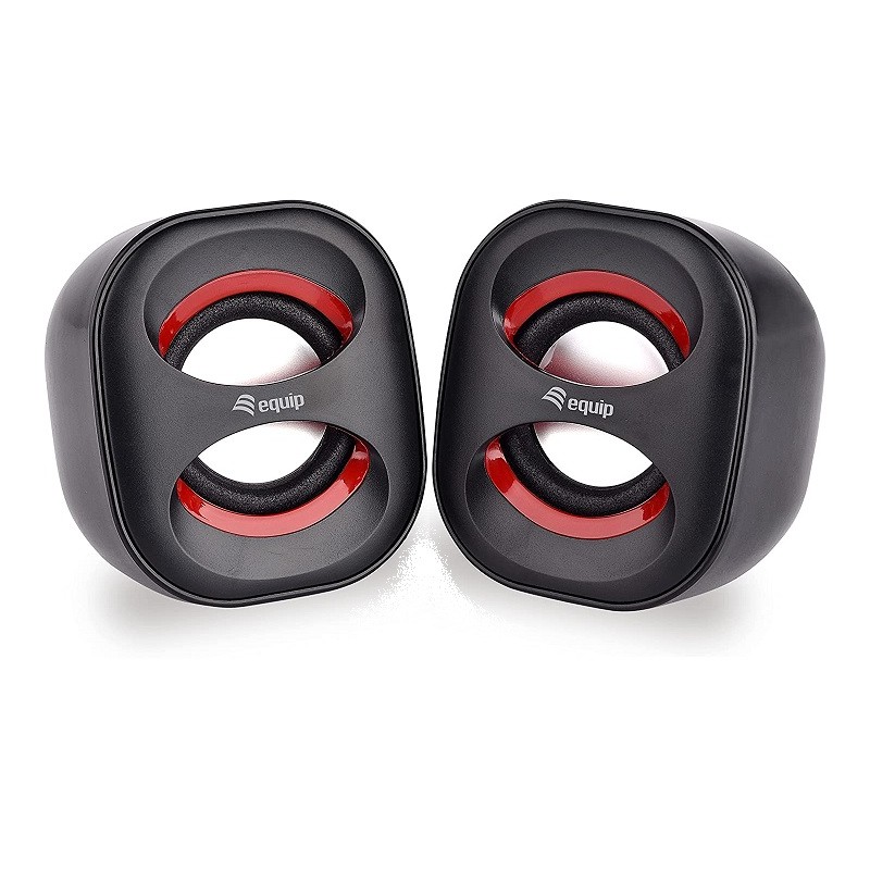 ALTAVOCES 2.0 EQUIP LIFE MINI 6W RMS COLOR NEGRO Y ROJO JACK 3.5 ALIMETANCION USB