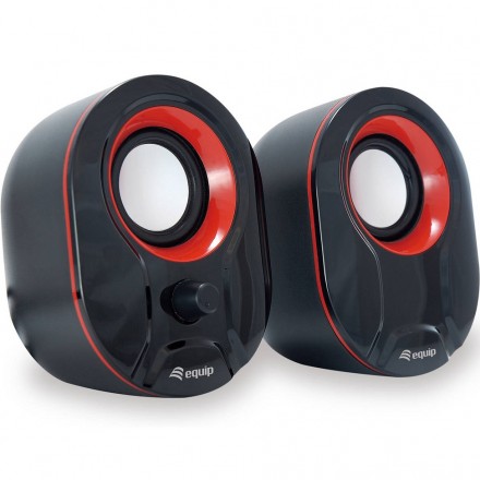 ALTAVOCES 2.0 EQUIP LIFE 6W RMS COLOR NEGRO Y ROJO JACK 3.5 CONTROL DE VOLUMEN ALIMETANCION USB