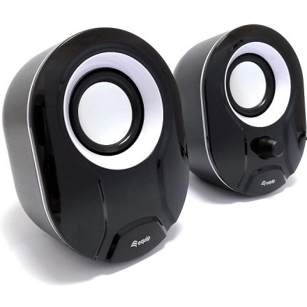 ALTAVOCES 2.0 EQUIP LIFE 6W RMS COLOR NEGRO Y BLANCO JACK 3.5 CONTROL DE VOLUMEN ALIMETANCION USB