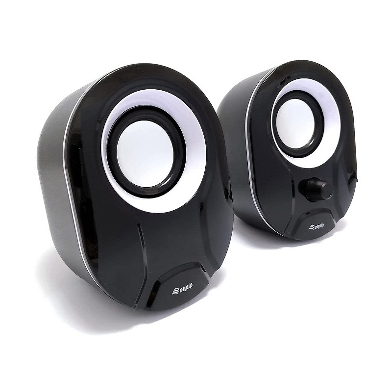 ALTAVOCES 2.0 EQUIP LIFE 6W RMS COLOR NEGRO Y BLANCO JACK 3.5 CONTROL DE VOLUMEN ALIMETANCION USB