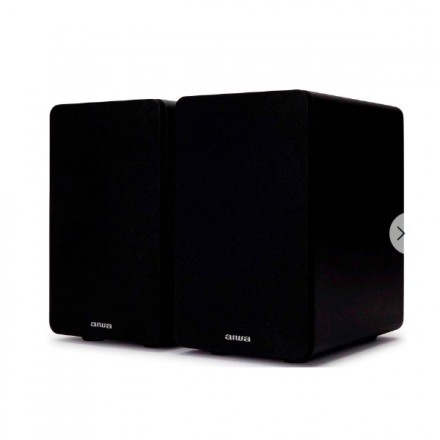 ALTAVOCES 2.0 HIFI PASIVOS AIWA SP-A100 COLOR NEGRO 2x70W RMS CONECTORES CHAPADOS EN ORO