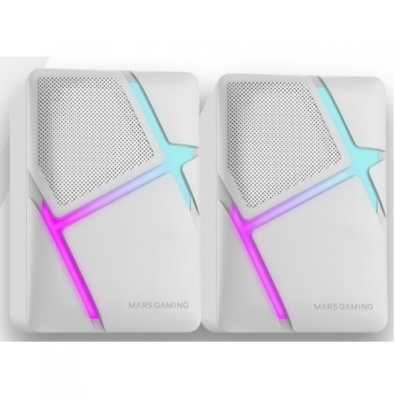 ALTAVOCES 2.0 MARS GAMING MSHW BLANCO 10W ILUMINACION RGB CONTROL DE VOLUMEN JACK 3.5mm