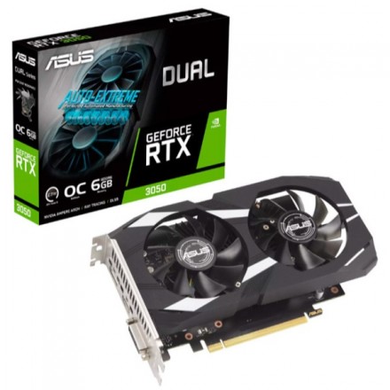 VGA ASUS DUAL-RTX3050-06G 6GB GDDR6 1xDISPLAYPORT 1.4a  1xHDMI 2.1a DUAL FAN CUDA 2304 96BIT
