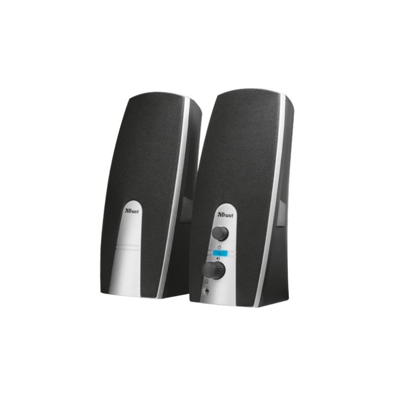 ALTAVOCES 2.0 TRUST 2.0 MILA 5W RMS 10W MAX AUTOALIMENTADO USB CONEXION FRONTAL AURICULARES NEGRO 16697