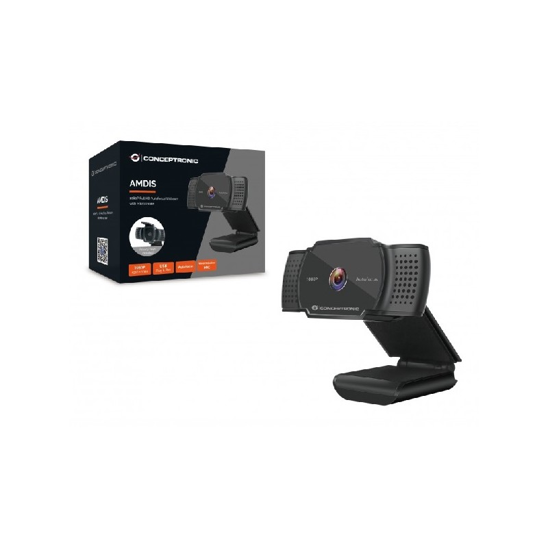 WEBCAM HD CONCEPTRONIC AMDIS 2K INTERPOLADO USB   3.6MM  AUTOFOCUS 30 FPS ANGULO VISION 72º MICROFONO INTEGRADO