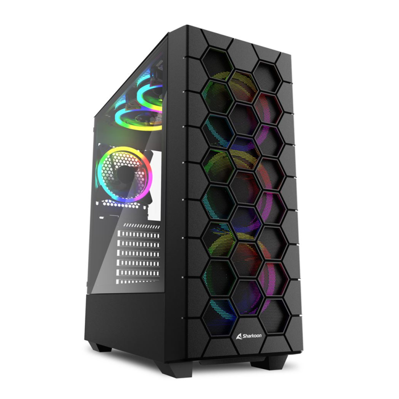 CAJA SHARKOON RGB HEX ATX 2XUSB3.0 SIN FUENTE NEGRO