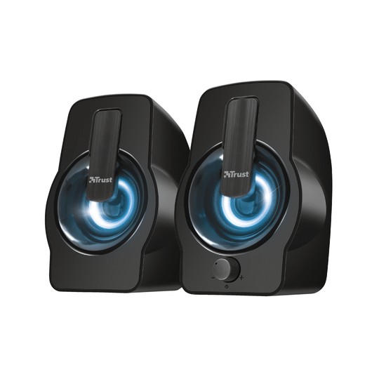 Altavoces 2.0 Trust 2.0 Gemi Rgb 12w Rms Iluminacion Led Alimentados Por Usb Color Negro 22948