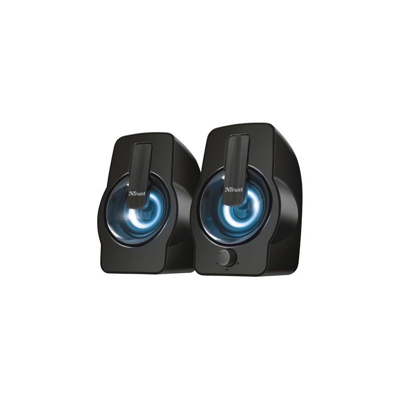 Altavoces 2.0 Trust 2.0 Gemi Rgb 12w Rms Iluminacion Led Alimentados Por Usb Color Negro 22948