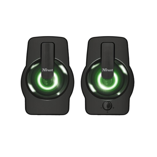 Altavoces 2.0 Trust 2.0 Gemi Rgb 12w Rms Iluminacion Led Alimentados Por Usb Color Negro 22948