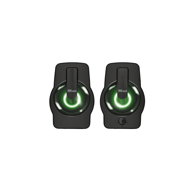 Altavoces 2.0 Trust 2.0 Gemi Rgb 12w Rms Iluminacion Led Alimentados Por Usb Color Negro 22948