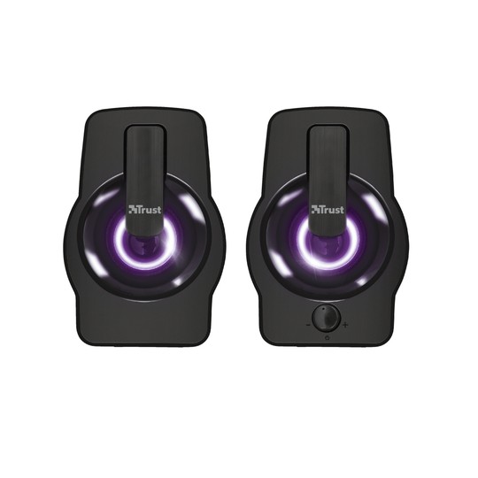 Altavoces 2.0 Trust 2.0 Gemi Rgb 12w Rms Iluminacion Led Alimentados Por Usb Color Negro 22948