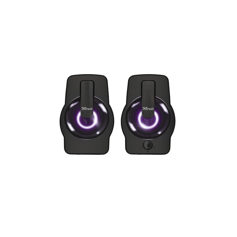 Altavoces 2.0 Trust 2.0 Gemi Rgb 12w Rms Iluminacion Led Alimentados Por Usb Color Negro 22948