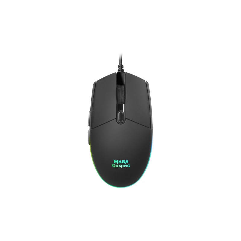 Mouse Mars Gaming Rgb Mmg Black 3200dpi 6 Botones Iluminacion Flow Switches Huano