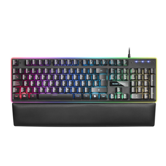 Teclado Mars Gaming Mk320 H-mechanical Red Iluminacion Rgb En Teclas Y Contorno Panel De Aluminio Reposamuñecas Anti-ghosting