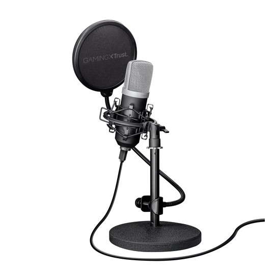 Microfono Trust Gxt 252 Emita - Pc Patron Cardioide - Incluye Soporte Y Estuche - Filtro Pantalla - Cable De 1.8m - Usb 21753
