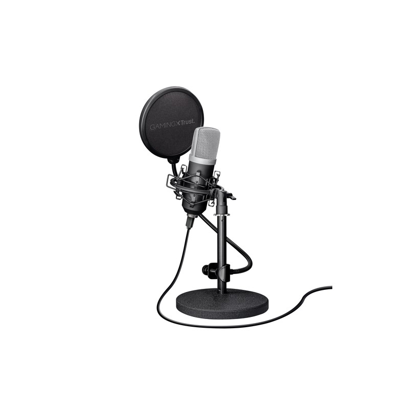 Microfono Trust Gxt 252 Emita - Pc Patron Cardioide - Incluye Soporte Y Estuche - Filtro Pantalla - Cable De 1.8m - Usb 21753