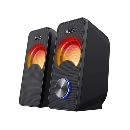 Altavoces 2.0 Trust 2.0 Arys Rgb 6w Rms 12w Max Autoalimentado Usb Led Color Negro 23120
