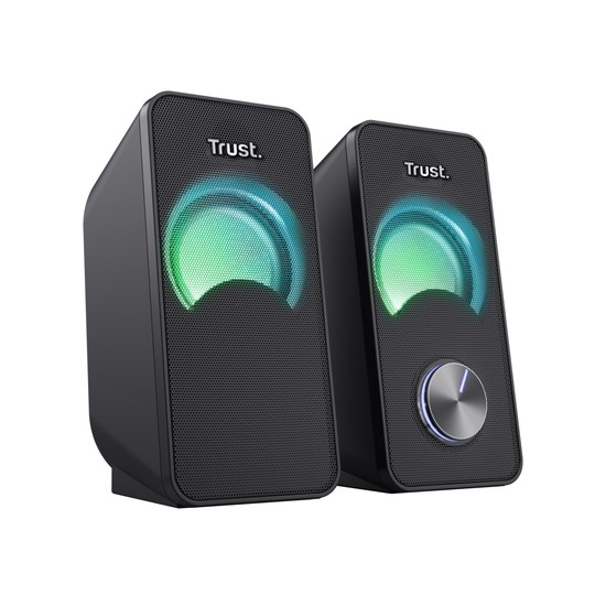 Altavoces 2.0 Trust 2.0 Arys Rgb 6w Rms 12w Max Autoalimentado Usb Led Color Negro 23120