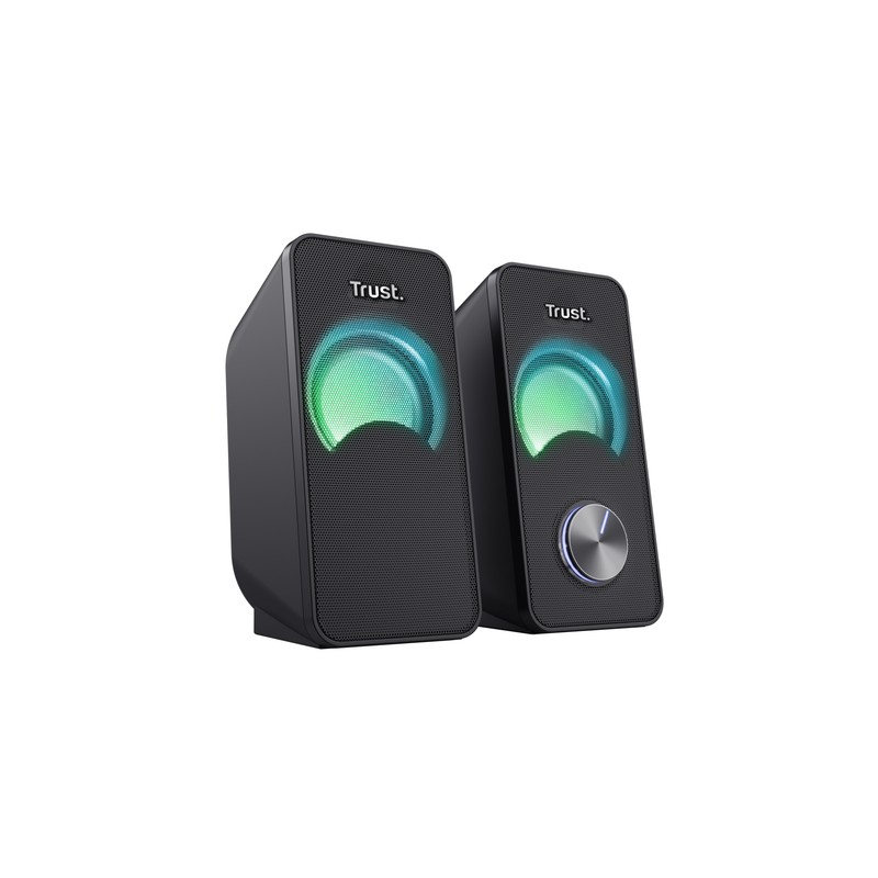 Altavoces 2.0 Trust 2.0 Arys Rgb 6w Rms 12w Max Autoalimentado Usb Led Color Negro 23120