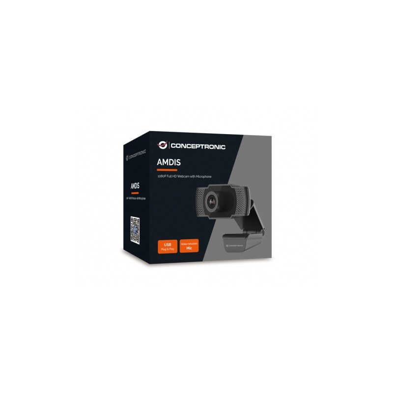 Webcam Fhd Conceptronic Amdis 1080p Usb 3.6mm 30 Fps Angulo Vision 90º Microfono Integrado