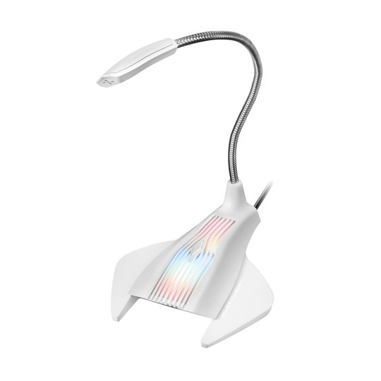 Microfono Sobremesa Adaptable Mars Gaming Mmic Omnidereccional Usb Brazo Flexible Boton Mute Base Con Led Rgb Flow Color Blanco