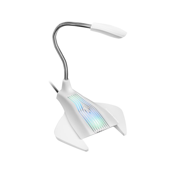 Microfono Sobremesa Adaptable Mars Gaming Mmic Omnidereccional Usb Brazo Flexible Boton Mute Base Con Led Rgb Flow Color Blanco