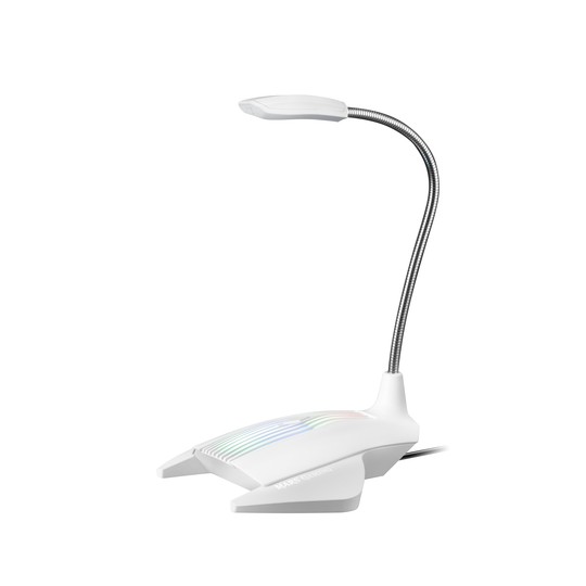 Microfono Sobremesa Adaptable Mars Gaming Mmic Omnidereccional Usb Brazo Flexible Boton Mute Base Con Led Rgb Flow Color Blanco