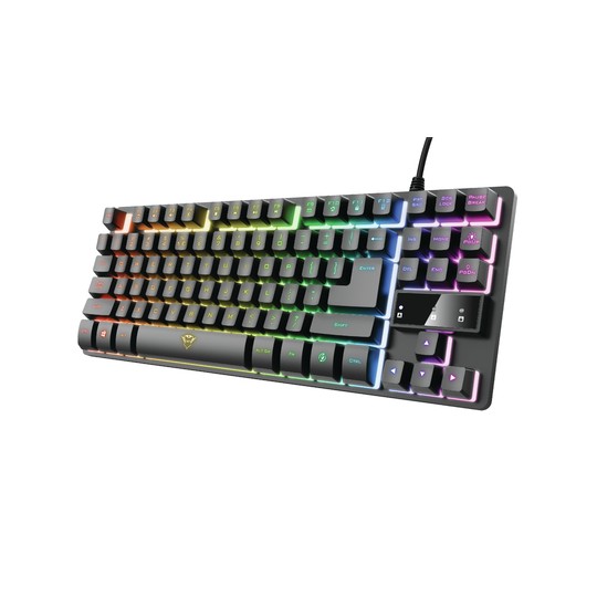 Teclado Trust Gaming Gxt 833 Thado Metalico Compacto Iluminacion Led Multicolor Anti-ghosting 12 Tecl.multimedia Usb 24067